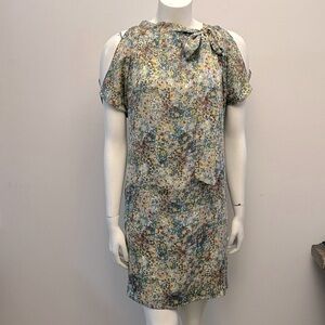 RACHEL Rachel Roy Pretty Floral Dress with Peakaboo Shoulders and Neck Tie